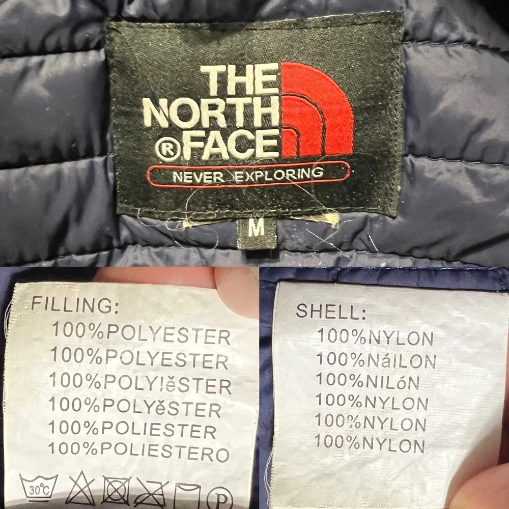 The North Face Summit Series Navy Blue Puffer Jacket Detachable Hood Mens Medium